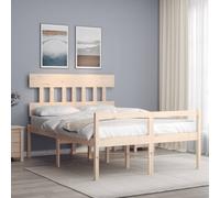 Bed Frame Bedroom Platform Bed Frame Bedstead with Headboard Solid Wood vidaXL