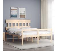 Bed Frame Bedroom Platform Bed Frame Bedstead with Headboard Solid Wood vidaXL