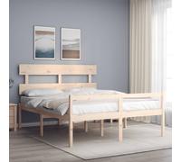 Bed Frame Bedroom Platform Bed Frame Bedstead with Headboard Solid Wood vidaXL