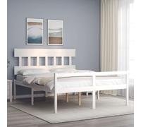Bed Frame Bedroom Platform Bed Frame Bedstead with Headboard Solid Wood vidaXL