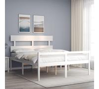 Bed Frame Bedroom Platform Bed Frame Bedstead with Headboard Solid Wood vidaXL