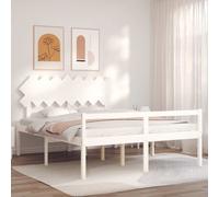 Senior Bed without Mattress White 160x200 cm Solid Wood