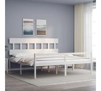 Bed Frame Bedroom Platform Bed Frame Bedstead with Headboard Solid Wood vidaXL