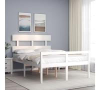 (white, 120 x 190 cm) vidaXL Bed Frame Bedroom Platform Bed Frame Bedstead with Headboard Solid Wood