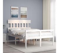 Senior Bed without Mattress White Small Double Solid Wood