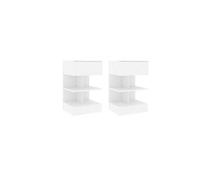 vidaXL Set of 2 Bedside Cabinets - White, Stylish Modern Scandinavian Style Nightstands made of Engineered Wood, Convenient Bedroom Storage Units,