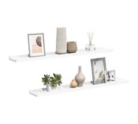 vidaXL Set of 2 Floating Wall Shelves, 80x9x3 cm, MDF, White, U-Shaped Picture L