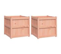 vidaXL Set of 2 Solid Wood Douglas Garden Planters - Durable and Weather-Resistant - Ideal for Outdoor Use - 60x60x60cm Large-Capacity Flower and Vegetable Plant Pots