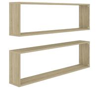 Vidaxl Wall Cube Shelf 2 Pcs Sonoma Oak 100X15X30 Cm Engineered Wood