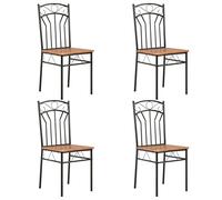 vidaXL Set of 4 Dining Chairs with Steel Frame - Ergonomic and Comfortable Seating - Ideal for Kitchen, Dining Room, or Office - Mid-Century Design - Brown Finished MDF