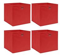 vidaXL Set of 4 Foldable Storage Boxes in Vibrant Red, Non-woven Fabric, Wardrobe Organiser - 32x32x32 cm