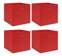 vidaXL Set of 4 Foldable Storage Boxes in Vibrant Red, Non-woven Fabric, Wardrobe Organiser - 32x32x32 cm