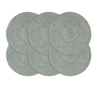 vidaXL - Set of 6 Handwoven Round Placemats - Olive Green, 38 cm Diameter, Made from Durable and Soft Jute for Dining Room and Kitchen
