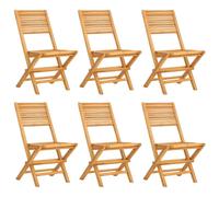 vidaXL Set of 6 Solid Teak Wood Folding Patio Chairs - Outdoor Seating