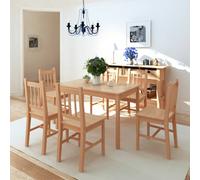 Dining Table&Chairs Set Home Furniture Pinewood White/Brown 3/5/7 Piece vidaXL