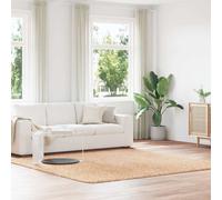 vidaXL Shaggy Rug High Pile NAVARRA Beige 240x240 cm Polyester