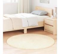 vidaXL shaggy rug - round high pile cream polyester 120x120 cm for living room, office, bedroom - indoor/outdoor carpet
