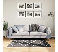 vidaXL Shaggy Rug - 120x120 cm Black/Cream Square Area Rug, Modern Home Decor with Soft High Pile, Polypropylene, OEKO-TEX Standard