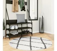 vidaXL Shaggy Rug PAMPLONA High Pile Modern Cream and Black Ø 120 cm