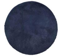 vidaXL Shaggy Rug - Round Navy High Pile, 100x100 cm, Indoor/Outdoor Non-Slip Navy Rug, Polyester Decorative Carpet for Living Room, Bedroom, Office, Balcony, Garden