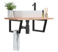 vidaXL Shelf Brackets for Washbasin 2 pcs Black Trapezium Steel