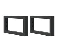 vidaXL Shelf Brackets for Washbasin 2 pcs, Shelf Support for Table Bookshelf, Wall Mounted Shelving Bracket, Black Rectangular Steel