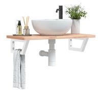 vidaXL Shelf Brackets for Washbasin 2 pcs White Trapezium Steel