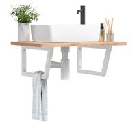 vidaXL Shelf Brackets for Washbasin 2 pcs White Trapezium Steel