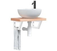 vidaXL Shelf Brackets for Washbasin 2 pcs White Trapezium Steel