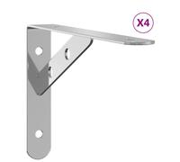 vidaXL Shelf Brackets Wall Mounted Shelf Support 4 pcs Silver Stainless Steel