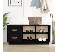 vidaXL Shoe Bench Black 100x34x45 cm Solid Wood Pine