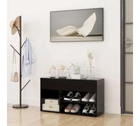 vidaXL Shoe Bench Black Chipboard Home Shoe Organiser Cabinet Rack Hall Bench