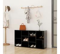 vidaXL Shoe Bench Black Engineered Wood Shoe Cabinet Organiser Storage Rack