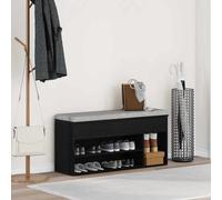 vidaXL Shoe Bench Black Oak 102x30.5x45 cm Engineered Wood UK