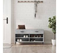 vidaXL Shoe Bench Concrete Grey 102x35x55 cm Engineered Wood UK NEW