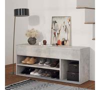 vidaXL Shoe Bench Concrete Grey Chipboard Home Shoe Cabinet Hall Bench Set