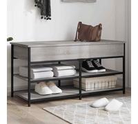vidaXL Shoe Bench Grey Sonoma 100x42.5x50 cm Engineered Wood