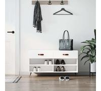 vidaXL Shoe Bench High Gloss White 102x35x55 cm Engineered Wood UK