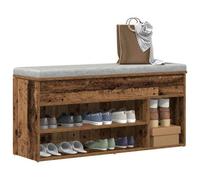 vidaXL Shoe Bench 102x30.5x45 cm – Engineered Wood, Black – Compact Storage Seat with Shelf