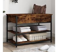 vidaXL Shoe Bench in Smoked Oak - Engineered Wood & Metal, Organised Storage Solution for Living Room, Bedroom, or Hallway with Ample Space