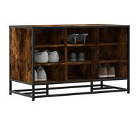Shoe Bench Smoked Oak Engineered Wood & Metal 84x40x53.5 cm Black, Hall Storage.