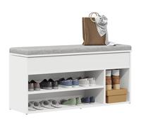 Vidaxl Shoe Bench White 102X30.5X45 Cm Engineered Wood