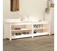 Vidaxl Shoe Bench White 160X36.5X50 Cm Solid Wood Pine