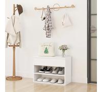 vidaXL Shoe Bench White Engineered Wood Shoe Organiser Cabinet Rack Hall Bench