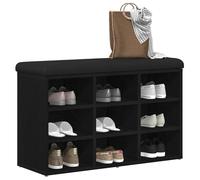 vidaXL Shoe Bench with Storage Black 80 x 30 x 48 cm Engineered wood, Modern Living Room Seating, Rectangular Storage Bench, Durable and Compact