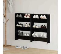 vidaXL Shoe Cabinet 2 pcs Black Oak 60 x 18 x 90 cm Engineered Wood