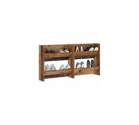 vidaXL Shoe Cabinet 2 pcs Old Wood 60 x 18 x 60 cm Engineered Wood, Hallway Shoe Cabinet, Modern Rectangular Storage, Organizing Unit for Footwear,