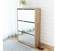 vidaXL Shoe Cabinet 3-Layer Mirror Oak 63x17x102.5 cm