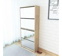 vidaXL Shoe Cabinet 4-Layer Mirror Oak 63x17x134 cm