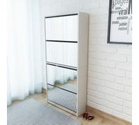 vidaXL Shoe Cabinet 4-Layer Mirror White 63x17x134 cm
